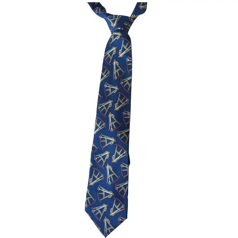 Gucci 100% Silk Made in Italy Men's Tie Sextant Print in Blue 58 x 3 3/4